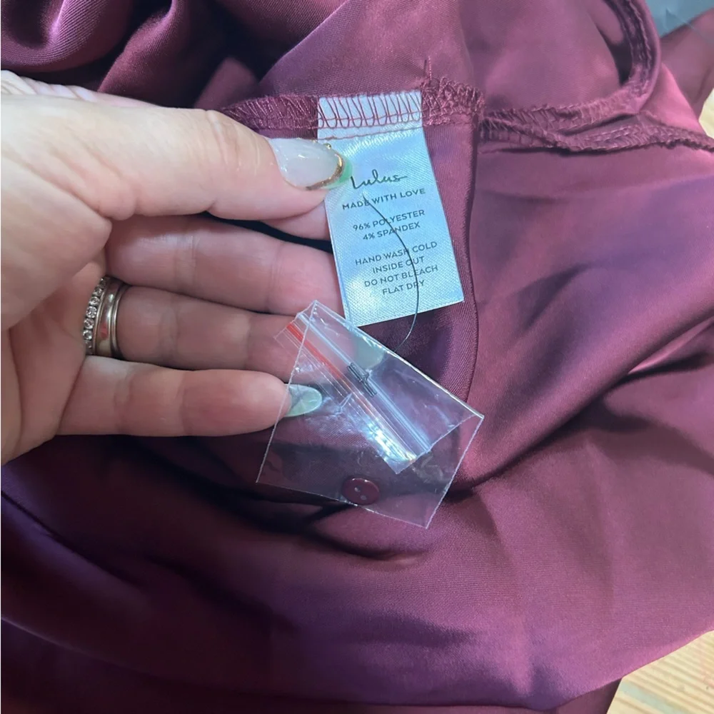 Lulus Classic Elegance Wine Satin Sleeveless Mock Neck Maxi Dress - Picture 6 of 12